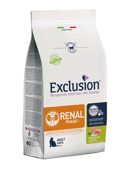 Exclusion Renal Фаза 1 зі свининою, горохом та рисом для котів з нирковою недостатністю