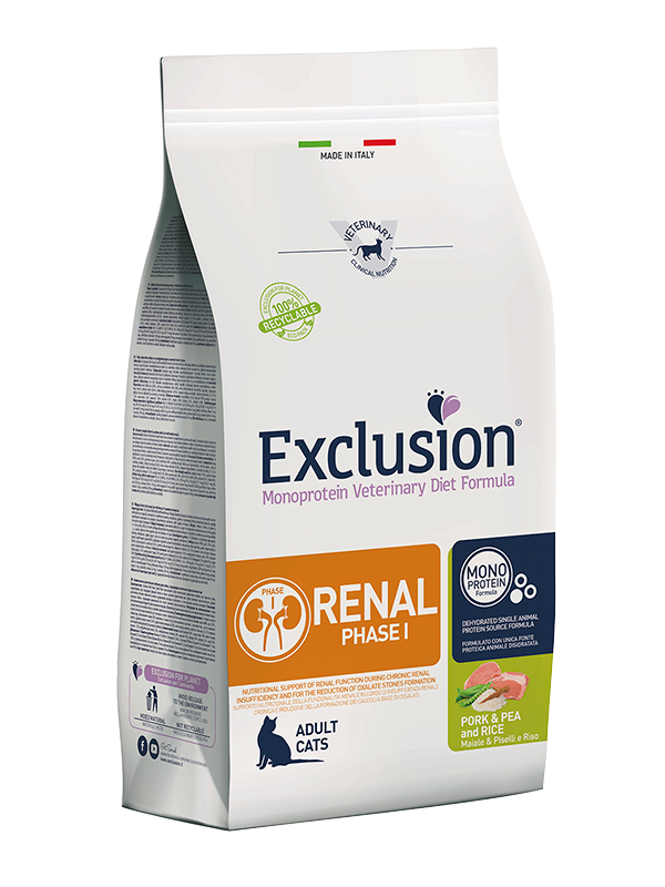 Exclusion Renal Фаза 1 зі свининою, горохом та рисом для котів з нирковою недостатністю