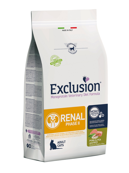 Exclusion Renal Фаза 2 зі свининою, горохом та рисом для котів з нирковою недостатністю